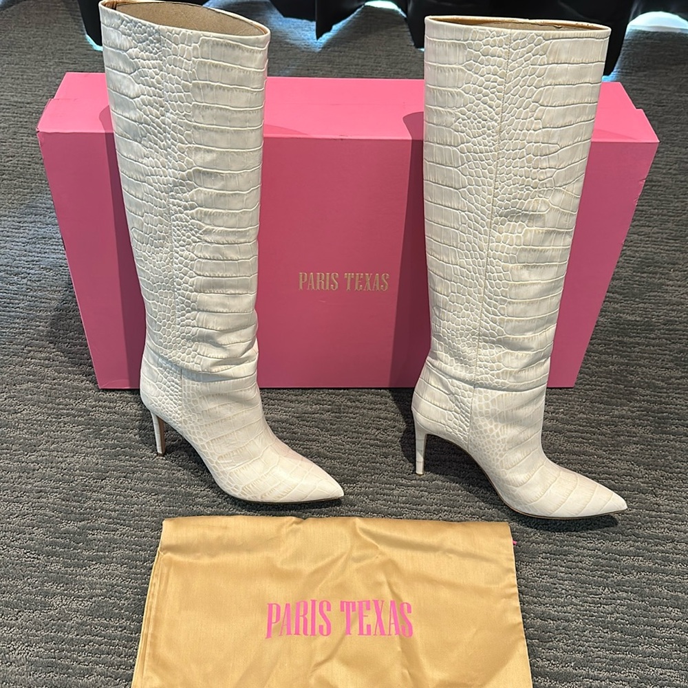 Authentic Paris Texas embossed croco stiletto boots